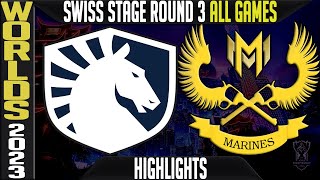 TL vs GAM Highlights ALL GAMES | Worlds 2023 Swiss Stage Day 5 R3 | Team Liquid vs Gigabyte Marines