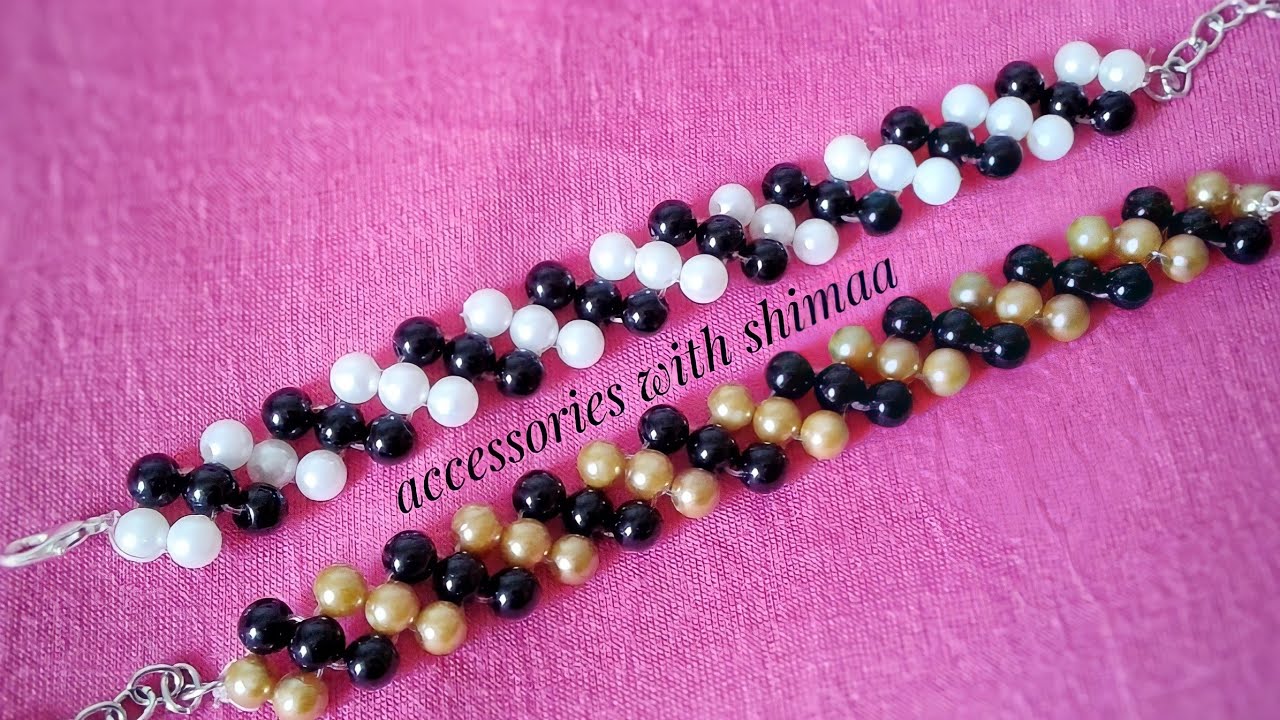 اسورة بالخرز وخيط الصناره سهله جدا(اساور الصداقة/اساور خرز)|How to make a pearl bracelet