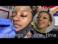 I got 3 nose PIERCINGS at ONE time *video included*