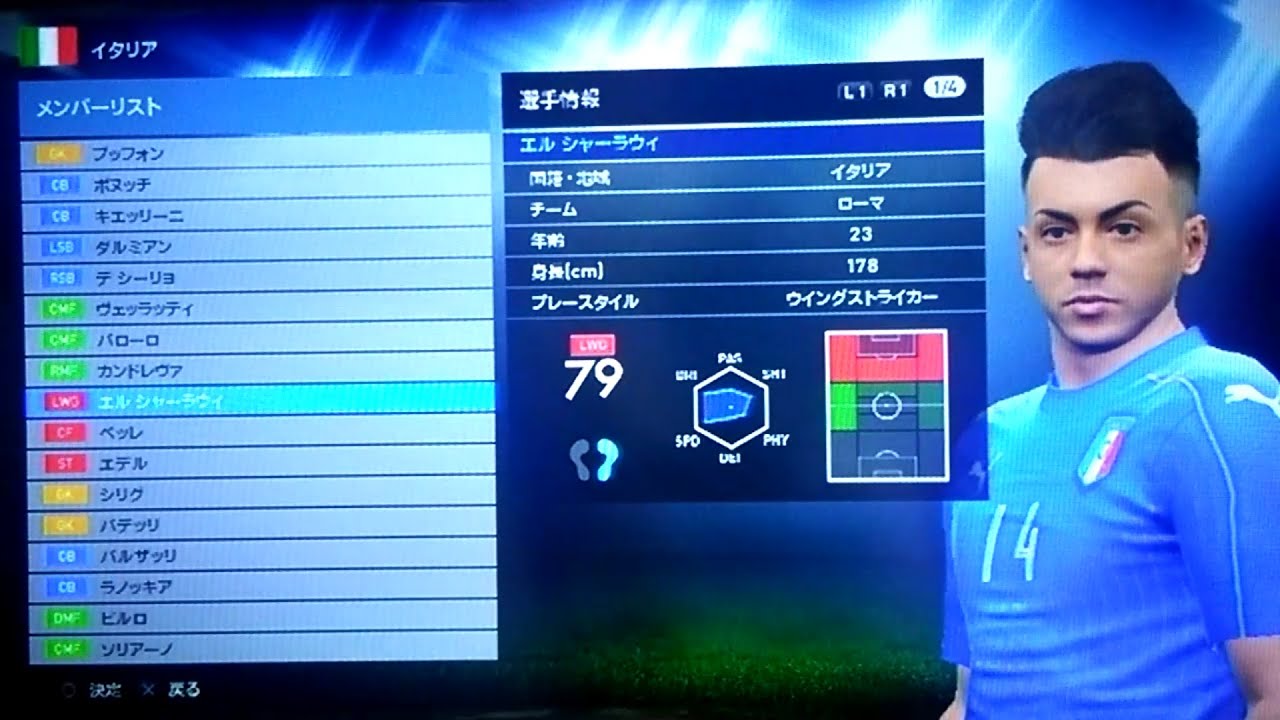 ウイイレeuro16 イタリア代表 Italia National Team Pes Euro16 Youtube