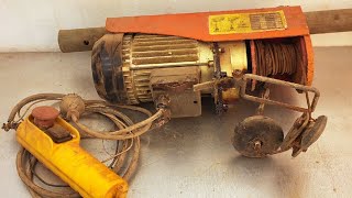 Antique Winch Construction Restoration // Restore And Repair A Broken Electric Lifting Hoist