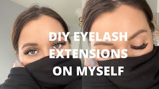 DIY EYELASH EXTENSIONS ON MYSELF SPEED LASHING WITH ME