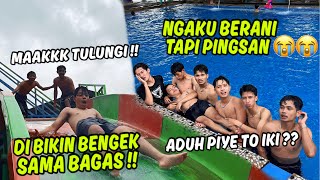 It was so funny when Bagas tried the slide!! He said he was brave but why did he faint??