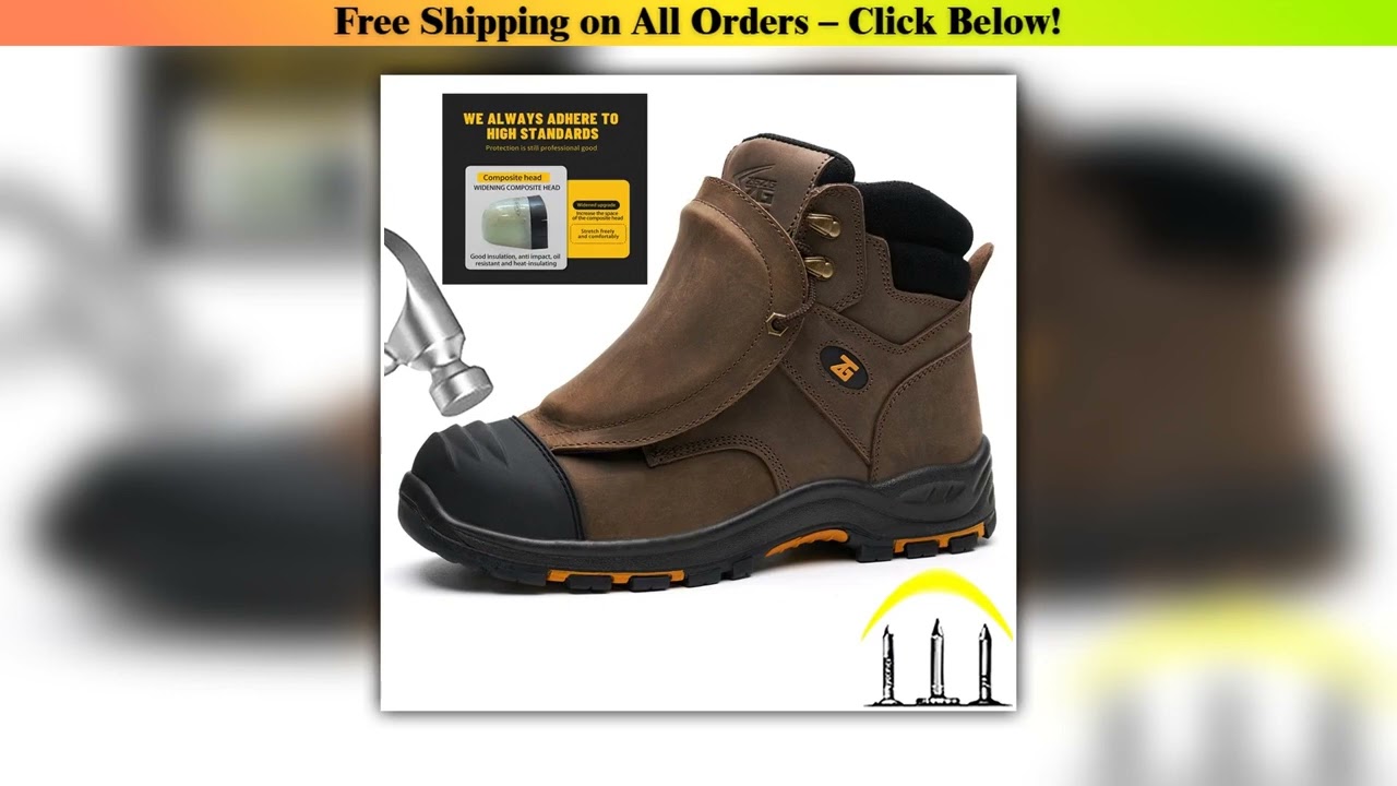 Genuine leather Work Safety Boots Men High temperature resistant welding shoes Puncture-Proof