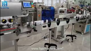 Automatic Capsule Counting Bottling Filling Capping Labeling Machine Production Line with Cap Feeder