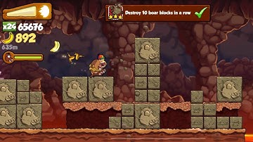 Banana Kong Destroy 10 boar blocks in a row (In One Run)