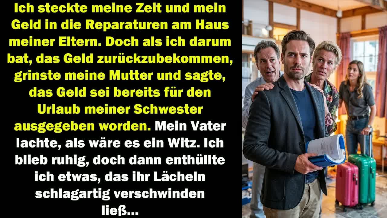 Ich reparierte das Haus meiner Eltern doch ihr Geld ging an meine Schwester, bis ich alles enthü