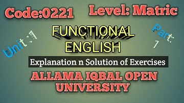 Functional English Matric Course Code 221 unit 1.Talking About Shopping/ Explanation / Solution AIOU