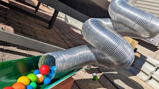 Marble run race ☆ Spiral aluminum horse & green slider handmade course.