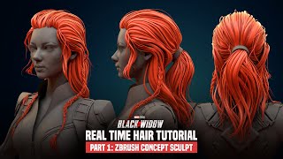 Black Widow Zbrush hair sculpt tutorial (First chapter of Real time hair creation)