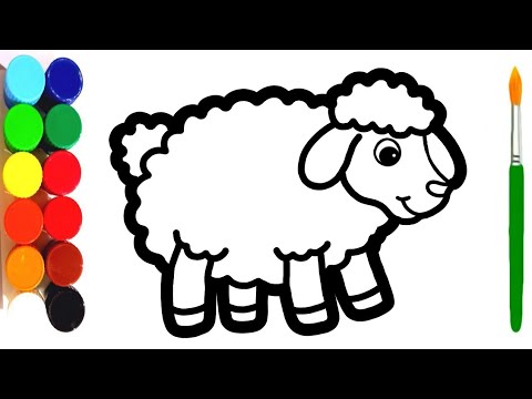 Lamb Drawing, Painting and Coloring for kids and toddlers | Draw lamb # ...