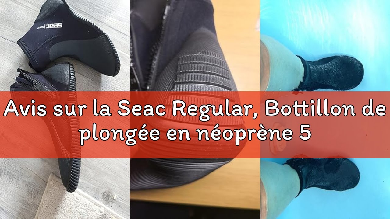 Chaussons Plongée Néoprène Bottillon Plongée Seac Regular 5mm - Néoprène Semelle Anti-Dérapante, Taille 36-47 Bottes Plongée 5mm
