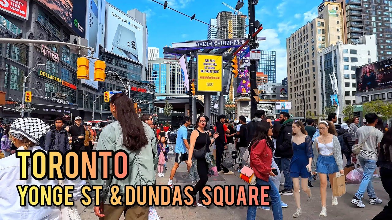 Toronto 🇨🇦 Saturday Yonge & Dundas Square, Downtown Walking Tour Canada ...