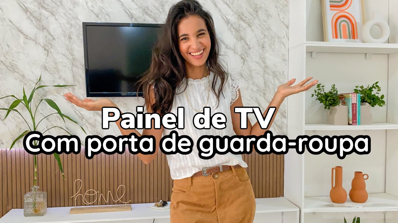 REFORMA: FIZ UM PAINEL DE TV COM PORTA DE GUARDA-ROUPA