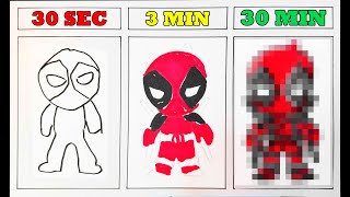 Drawing Deadpool Challenge in 30 sec, 3 min, 30 min