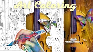 Art Coloring - Paint by Number Classical violin on a butterfly Tap Color Relaxing Music Game screenshot 2