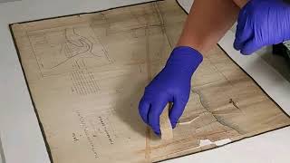 Art Conservation - Surface cleaning an 1848 map of Sarnia, Ontario, Canada.
