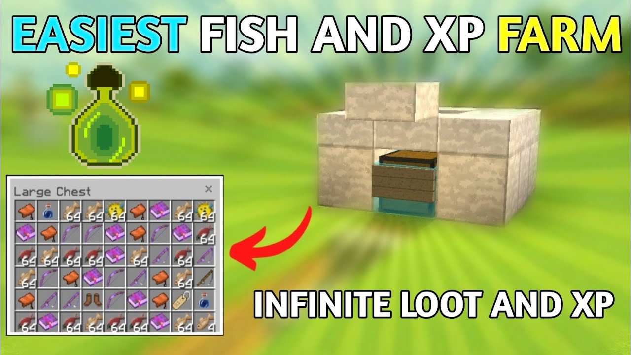 EASIEST 1.18 FISH AND XP FARM TUTORIAL IN MINECRAFT BEDROCK (MCPE/XBOX ...