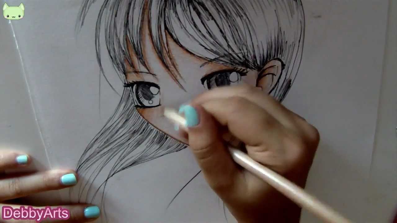 Disegnare E Colorare Un Viso Femminile How To Draw And Colour A Girl Manga Face Youtube