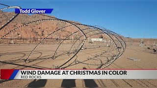 High winds damage decorations at 'Christmas in Color' site at Red Rocks