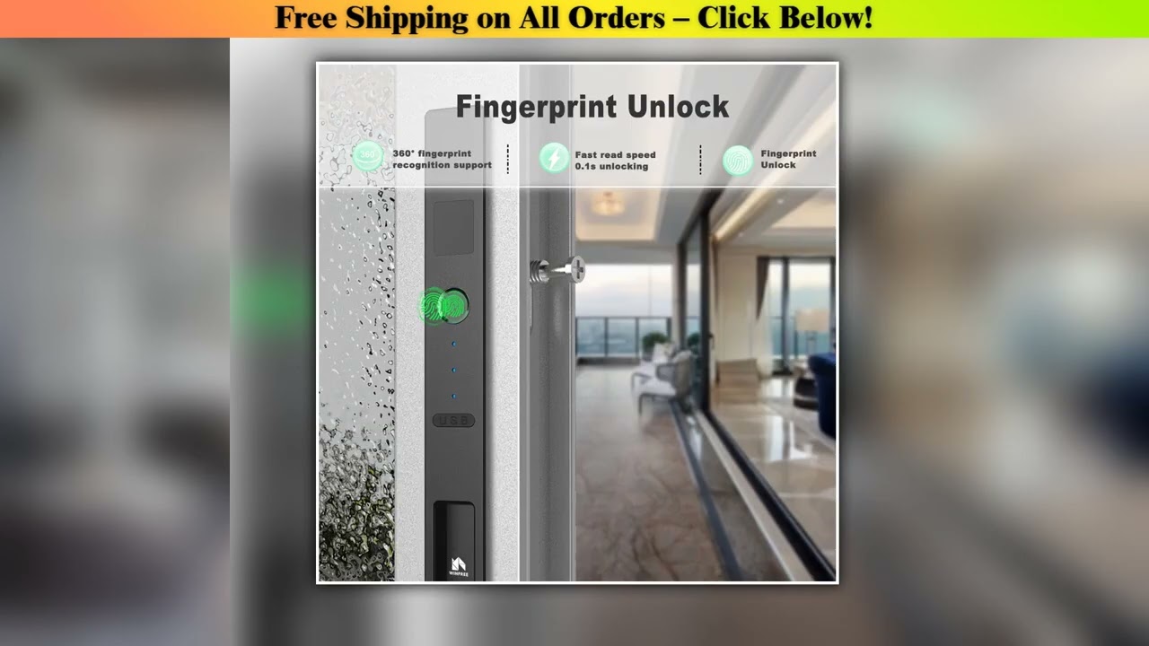 WINFREE Sliding Door Smart Lock Fingerprint Lock Tuya Bluetooth Security Protection Wooden Door