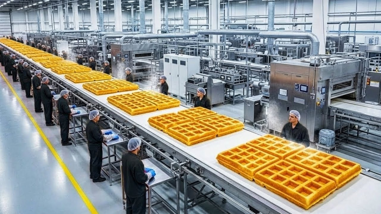 Inside a Modern Waffle Factory | From Batter to Chocolate-Covered Frozen Waffles