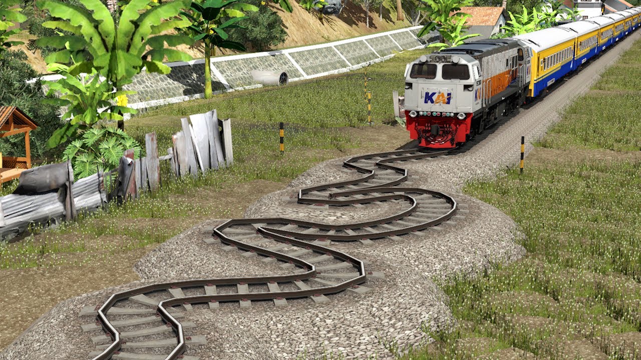 Messy Rails Kereta Api Melewati Rel Berantakan Gila | Train Crossing Crazy Messy ...