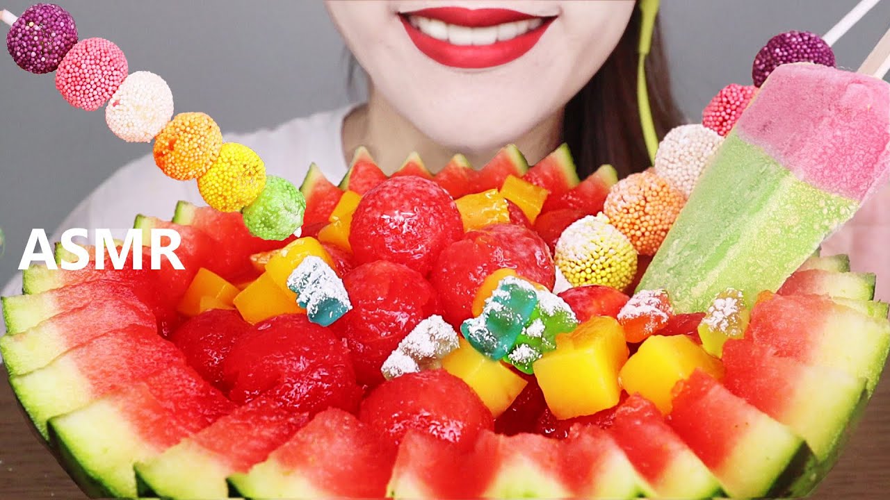 ASMR WATERMELON PUNCH 수박화채 리얼사운드 먹방 EATING SOUNDS