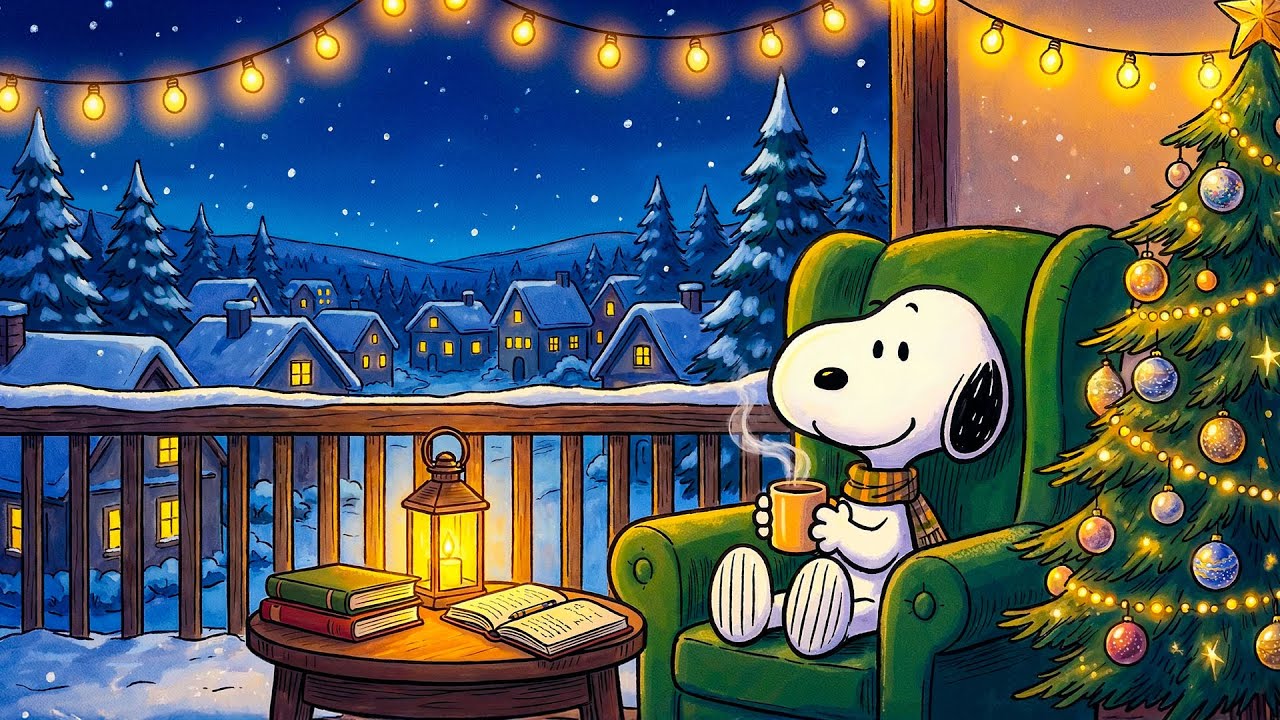 Cozy Christmas Evening with Snoopy 🎄| Warm Winter Jazz for Study, Relax & Sleep