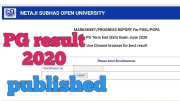 Nsou PG exit online examination results 2020 published | PGEL/PGPA | how to check the result ?