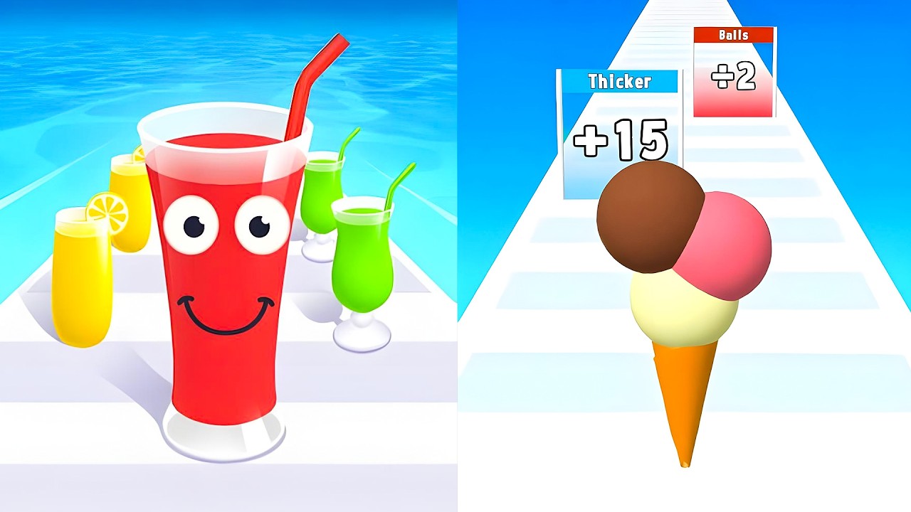 Ice Cream Rush vs Juice Run ⚡ CRAZY Fastest Run Ever! All Levels Unlocked