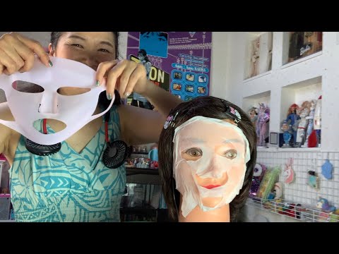 【ASMR】makeup role play on mannequin?遊びに来た親戚の子に⁉️クレンジング、フェイスマスクパック、カッサマッサージ、ベースメイクやってみた?