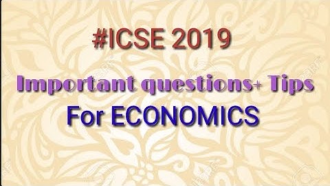 ICSE 2019 Important questions from Economics||Master Mind