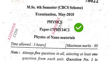 Mdu MSc 4th Sem Physics of Nano Material Question Paper 2018