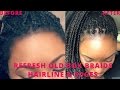 HOW TO REFRESH OLD BOX BRAIDS ( FRIZZY LOOSE) & EDGES UNDER 10 MINUTES