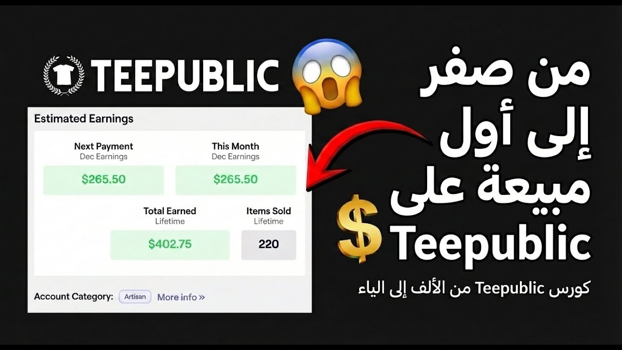 من صفر إلى أول مبيعة على Teepublic | كورس Teepublic من الألف إلى الياء