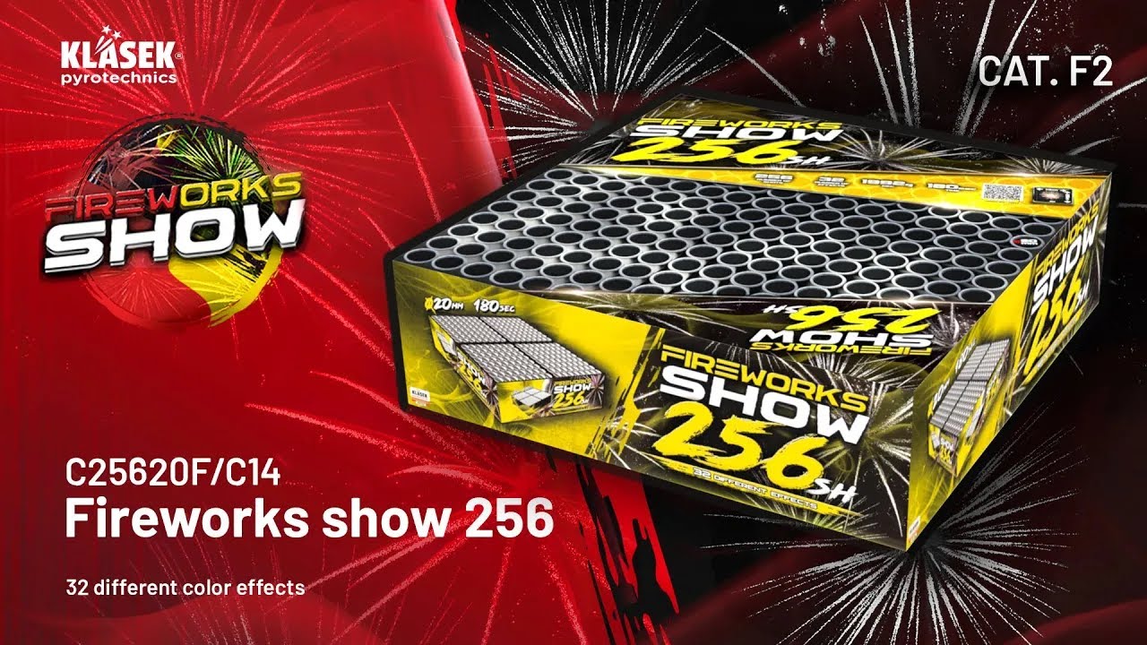 C25620F/C14 Fireworks show 256 | Klasek pyrotechnics - YouTube