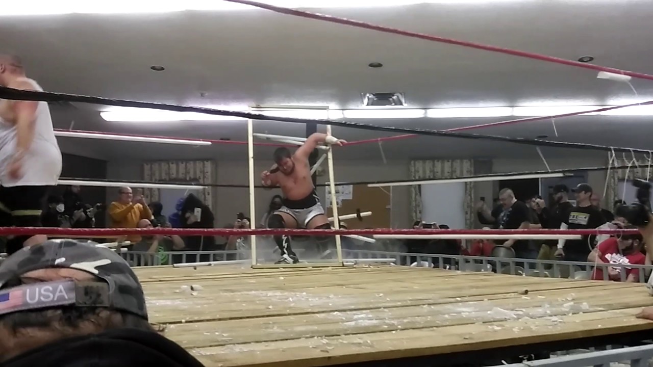 Jeff Cannonball throws Josh Crane through a makeshift wall of lighttubes!