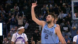 Ty Jerome hits the pullup logo 3 to give him a new career high 41 points and he celebrates