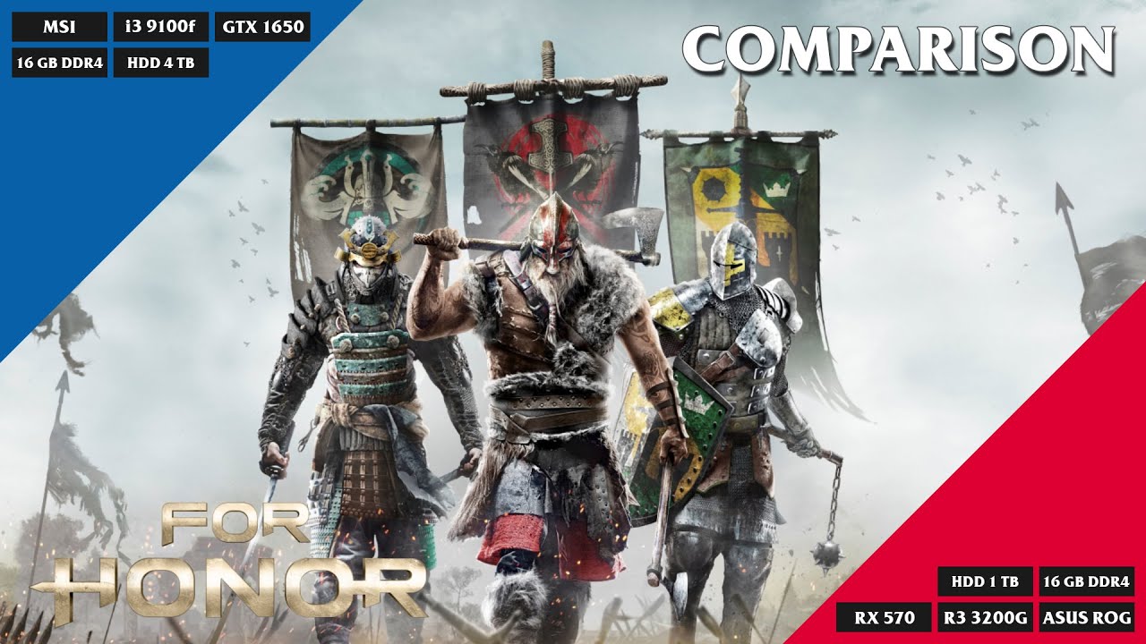 Comparison - For Honor (2017) with Intel Core i3 9100f VS AMD Ryzen 3 3200G