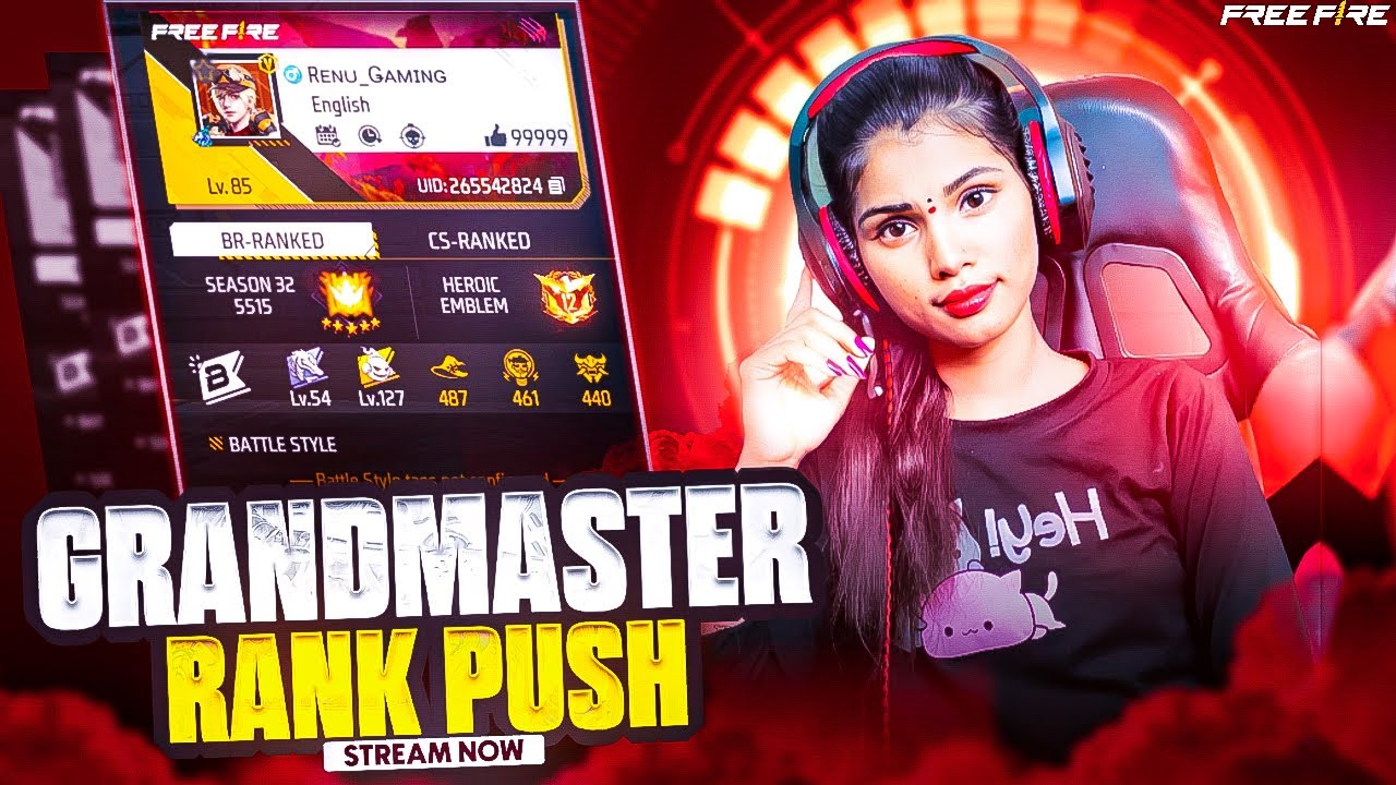 Grandmaster Serious Rank Push - FREE FIRE LIVE IN TELUGU - GIRL LIVE ...