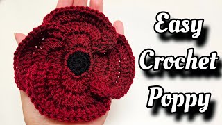 Crochet EASY Poppy Flower Tutorial - Great For Beginners