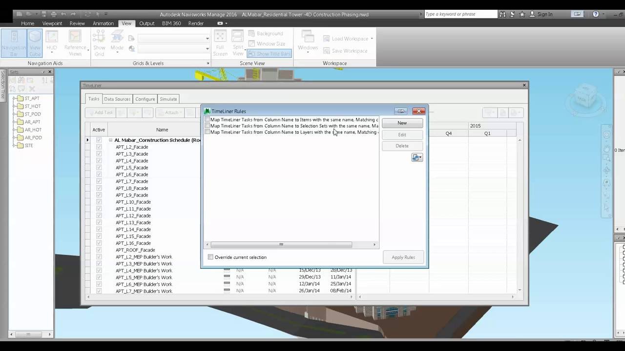 Residential Tower 4D Phasing Navisworks