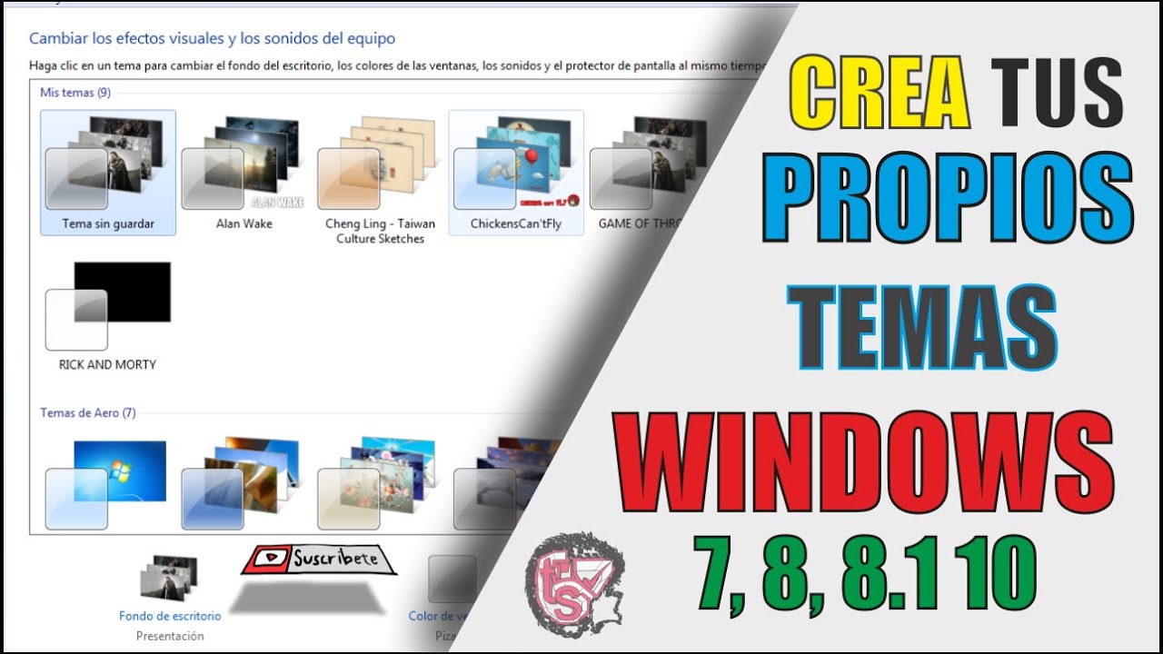 Como CREAR TEMAS (WALLPAPERS) para WINDOWS 7 YouTube