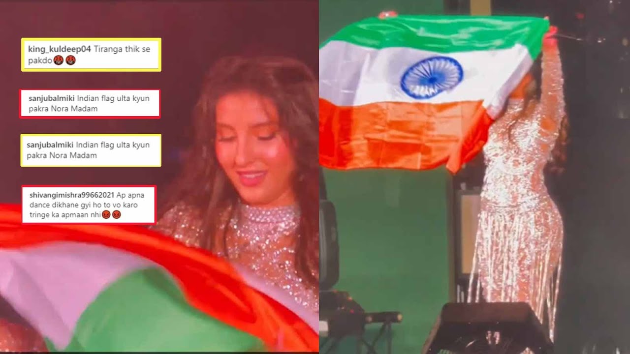 Nora Fatehi gets slammed for holding Indian flag 'upside down' at FIFA  Fanfest - YouTube