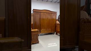 Classic Teak Wood Glass Door Display Cabinet with Drawers