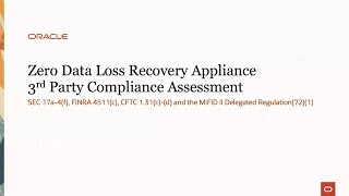 Zero Data Loss Recovery Appliance - 3rd Party SEC Compliance Assessment