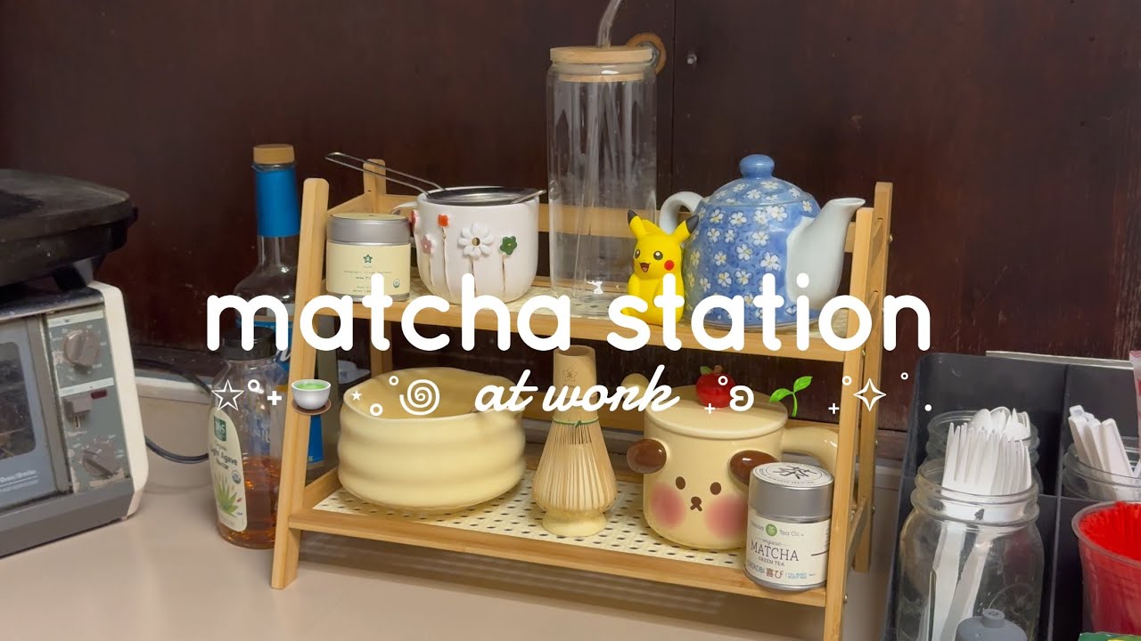 matcha station at work✩⋆｡˚🍵 ꩜🌱 ₊˚✧
