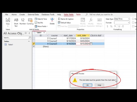 How to create restrict to field date between two dates in MS #access database using validation