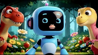 The Robot Monkey Rides Colorful T-Rex Dinosaurs & Finds Fruits in the Jungle | Fun Cartoon 4K